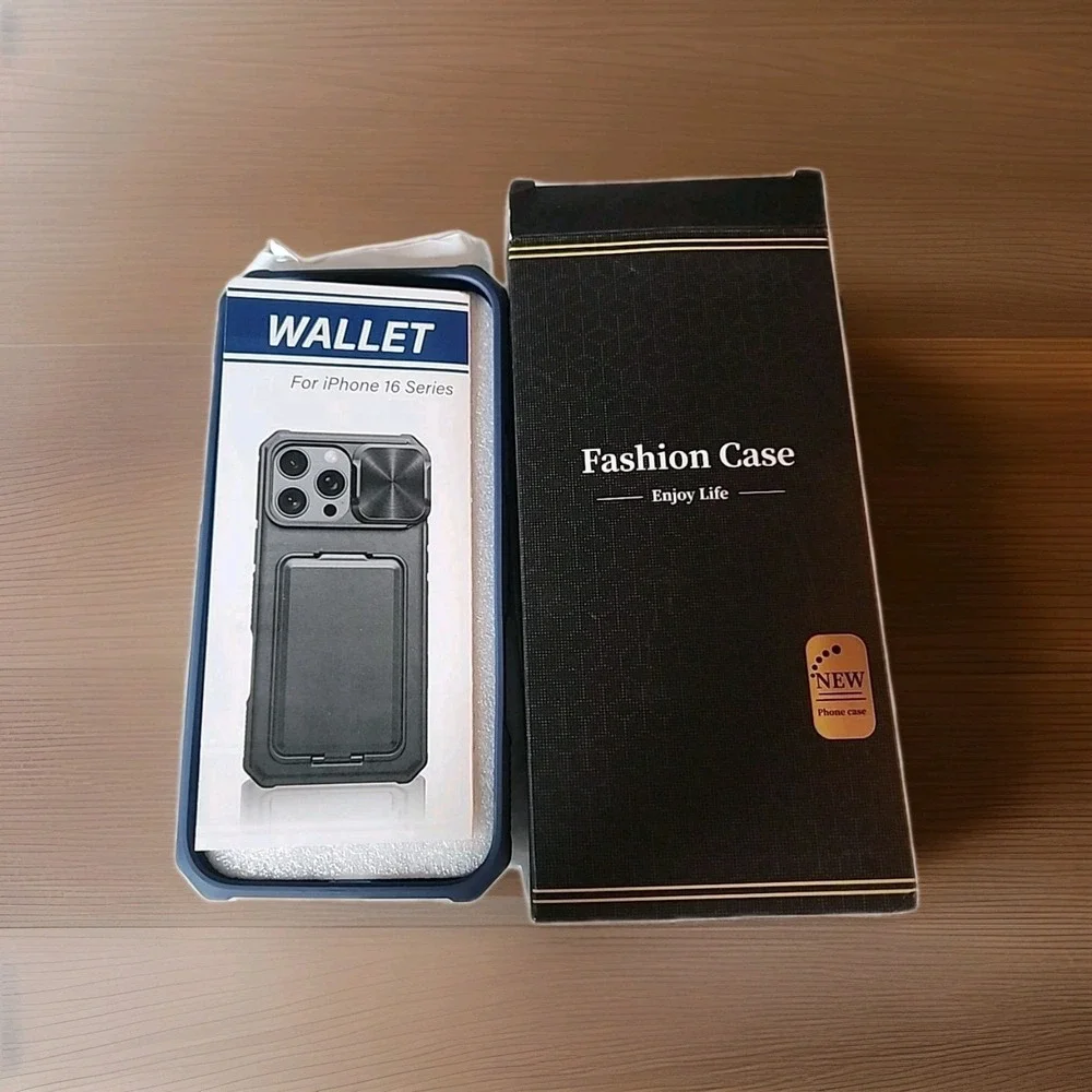 New iPhone 16 Pro Max Case Blue Wallet Card Holder RFI Camera Cover NIB